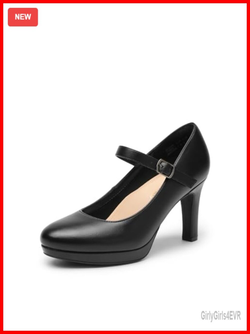Dream Pairs Womens Dressy High Heels Mary Jane Pumps Vegan Leather 3.5" Heel